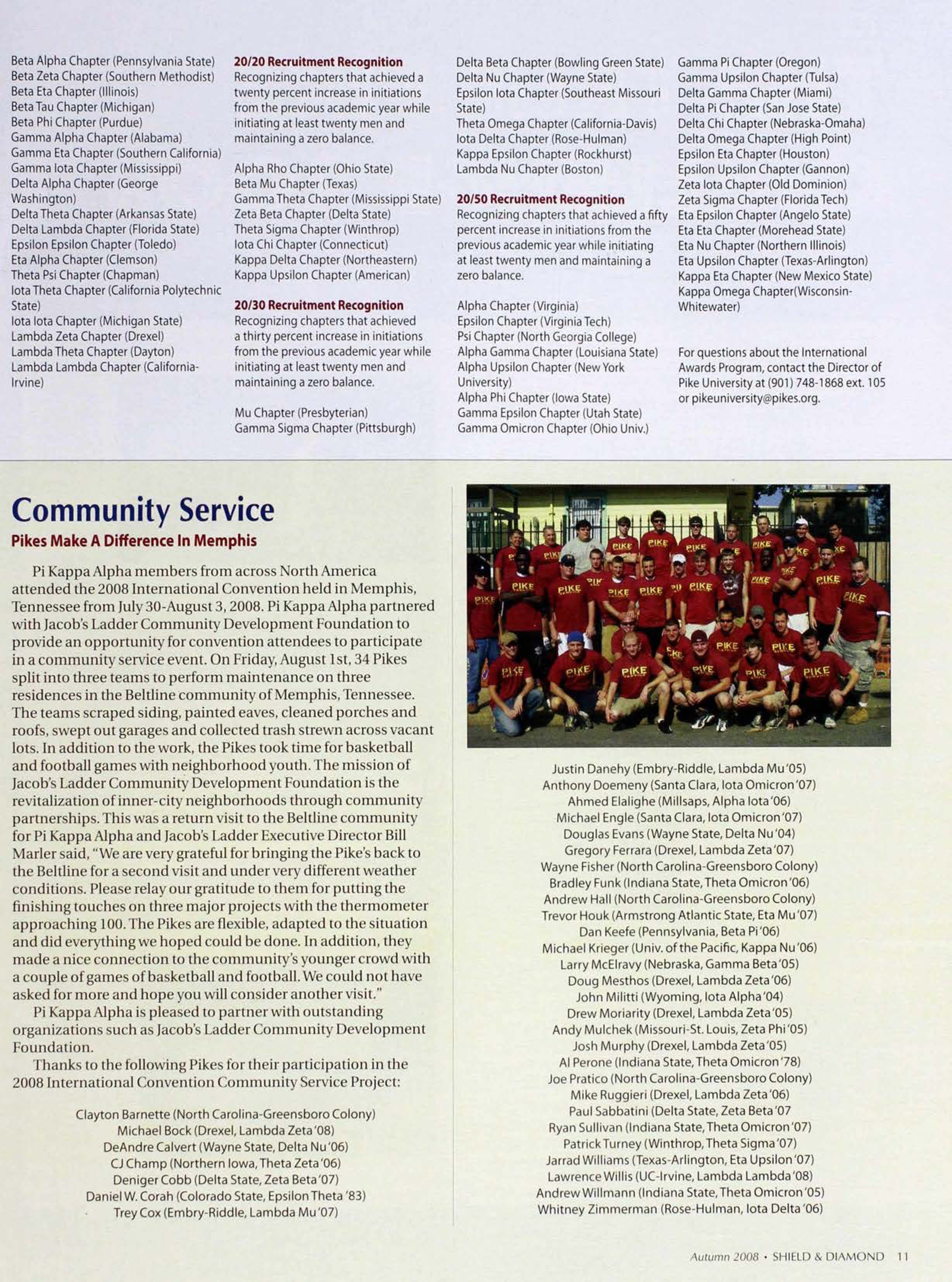 Community Service, Autumn 2008